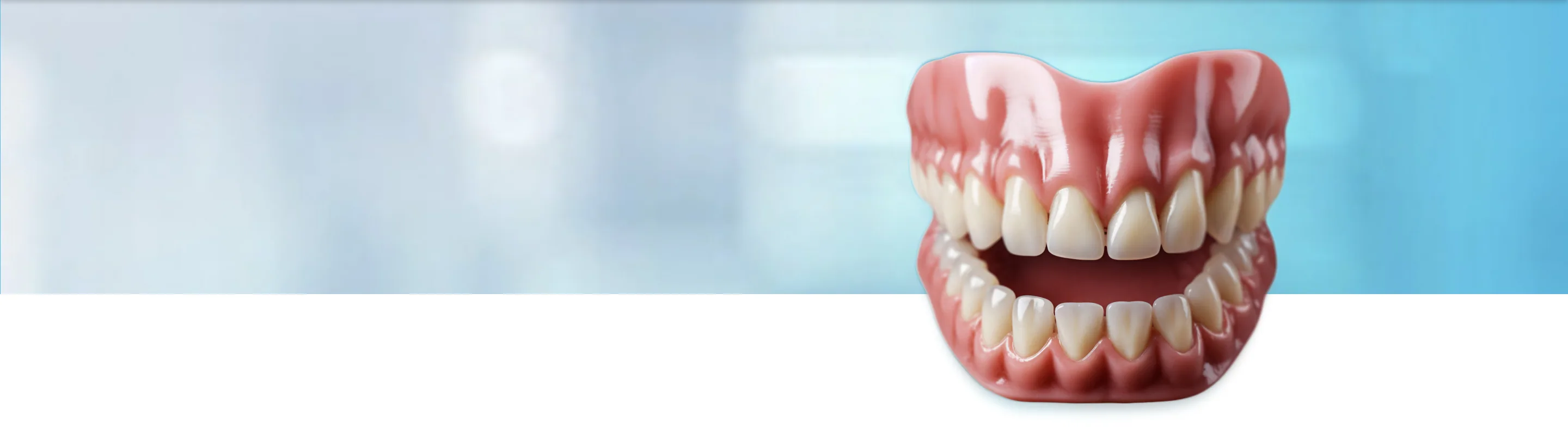 A complete set of upper and lower dentures
